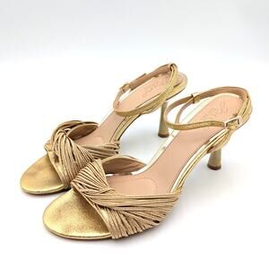 Jewel Badgley Mischka Nanette Braided Ankle Strap Sandal Women's Gold Size US9.5